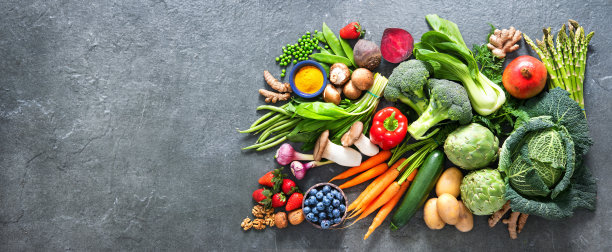 健康的食物选择，水果，蔬菜，种子，超级食物和谷物图片下载