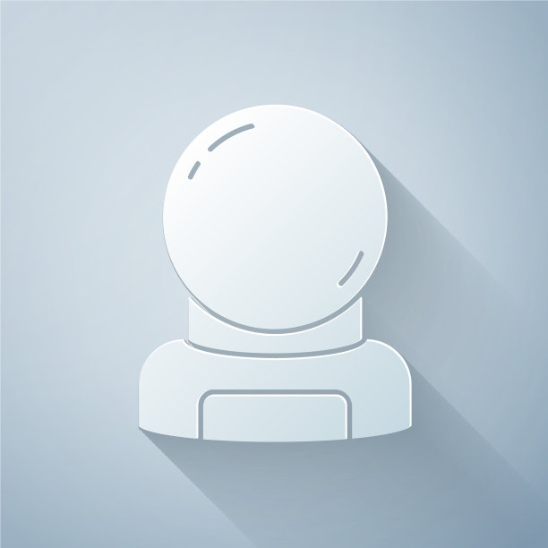 剪纸宇航员头盔图标孤立在灰色图片下载