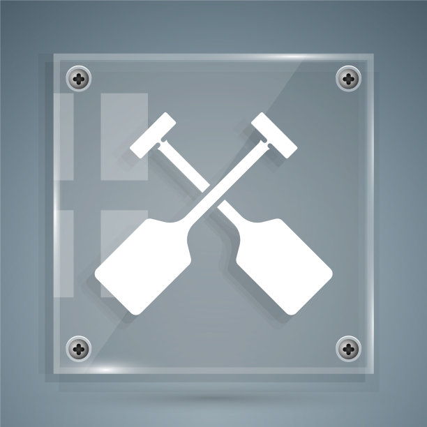 白色划桨图标孤立在灰色背景图片下载