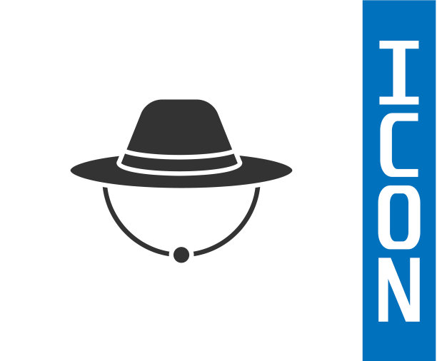 灰色露营帽图标孤立在白色背景图片下载