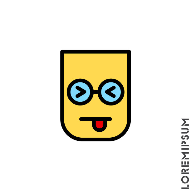 斜视脸与舌头颜色图标风格标志图片下载