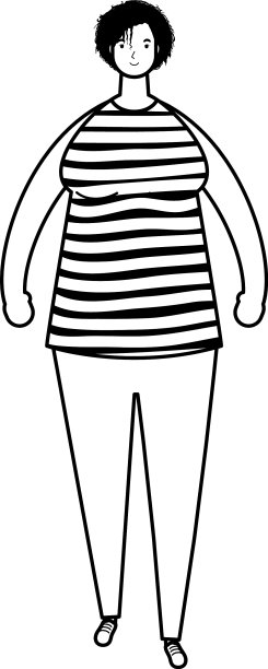 年轻女子女性角色的线条风格图片下载