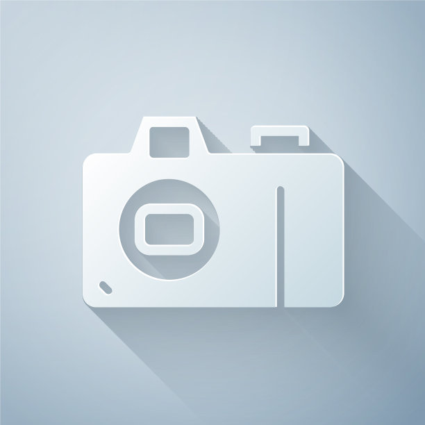 剪纸照片相机图标孤立在灰色图片下载