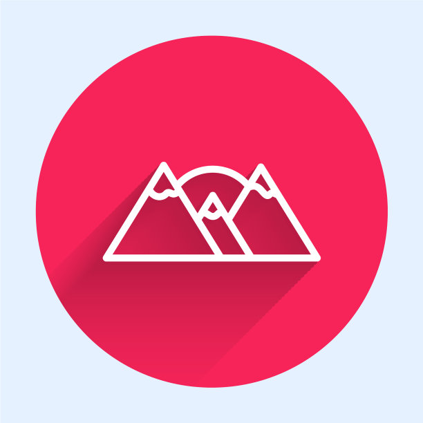 白色线山图标孤立与长图片下载