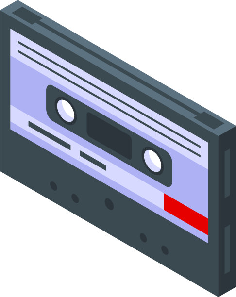 盒式磁带播放列表图标等距样式图片下载