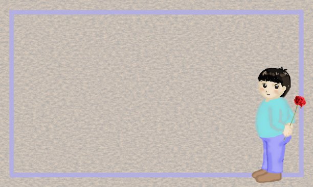 男孩与康乃馨画纸风格图片下载