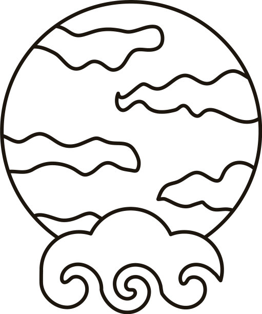 中国云天与满月景线风格图片下载