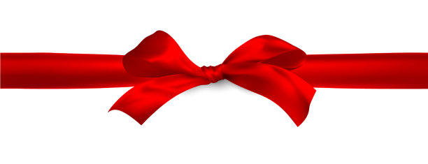 真实的红色蝴蝶结与红丝带孤立图片下载