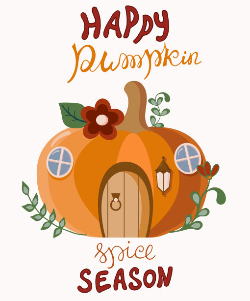 秋天的明信片字母-快乐的南瓜香料图片下载