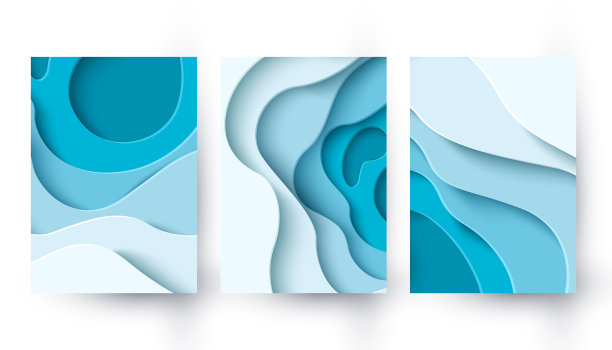 抽象蓝色纸与液体切割背景图片下载