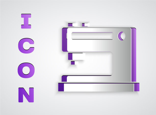 裁纸缝纫机图标孤立在灰色上图片下载