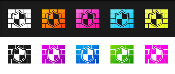 设置屏蔽与网络安全砖墙图标图片下载