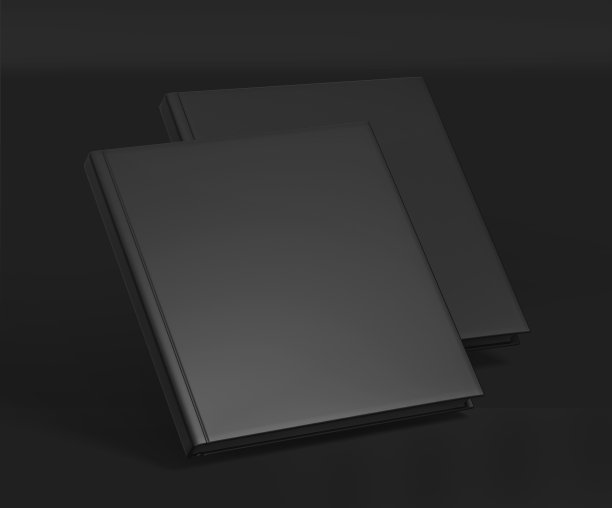 黑色方形精装书模型，杂志，书，小册子，小册子，在黑暗的背景上3D渲染图片下载
