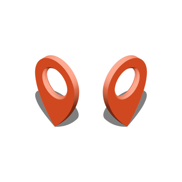 Pin定位gps图标与阴影和辉光。等距标记红色形状元素。地图导航放置矢量符号。隔离在背景上的位置指针符号。左边和右边。图片下载