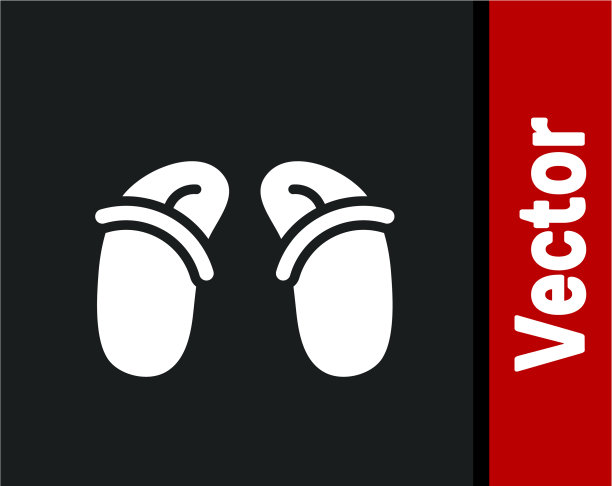 白色拖鞋图标孤立在黑色背景图片下载