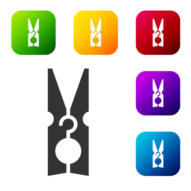 黑色旧木衣服别针图标孤立在白色图片下载