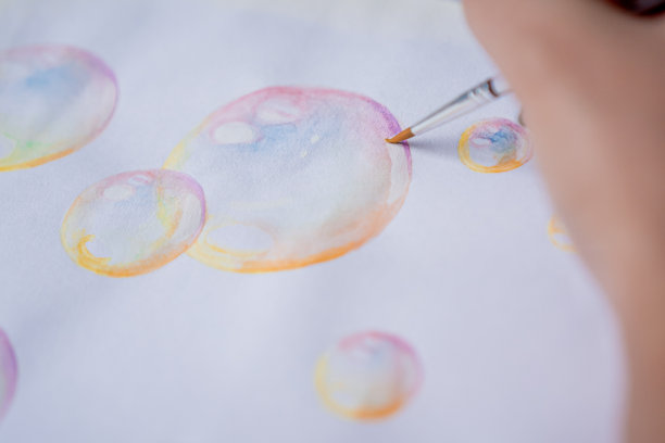 用彩色水彩手绘泡泡图图片下载