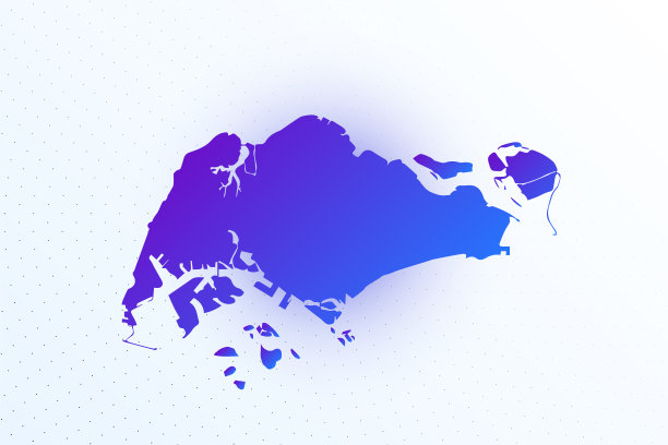 新加坡地图图标。彩色渐变地图上的灯光背景。现代数字图形设计。浅白色背景矢量图片下载