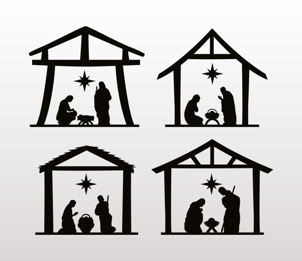 圣诞快乐马槽场景人物图片下载