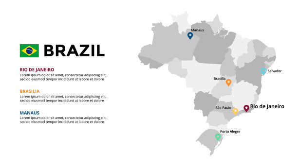 巴西地图信息图表模板幻灯片图片下载