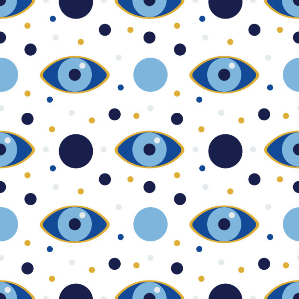 对付邪恶眼睛的土耳其护身符。蓝色的眼睛。纳扎尔监护人。适用于织物、纺织品、纸张、室内设计的无缝印花。图片下载