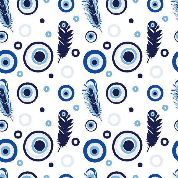 对付邪恶眼睛的土耳其护身符。蓝色的眼睛。纳扎尔监护人。适用于织物、纺织品、纸张、室内设计的无缝印花。图片下载