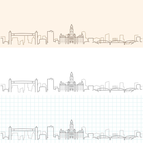 沃斯堡手绘轮廓线图片下载