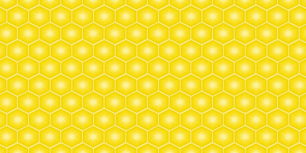 蜂房甜蜜的金色细胞与抽象背景纹理墙纸图案无缝矢量插图图片下载