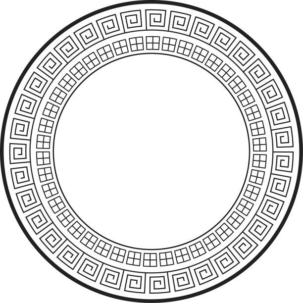 中国圆形框架和轮廓元素。东方装饰。图片下载