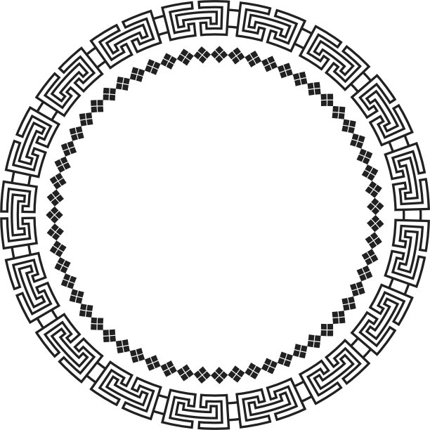 中国圆形框架和轮廓元素。东方装饰。图片下载