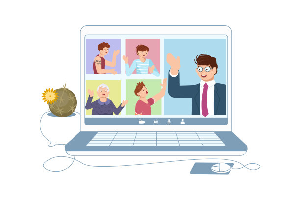 不同的人参加视频会议图片下载