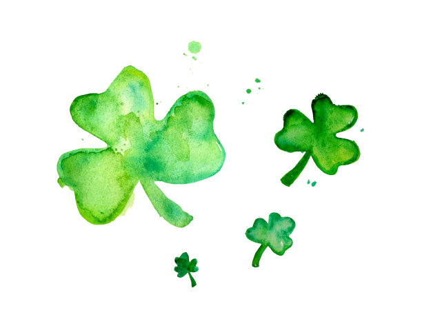 水彩爱尔兰三叶草插图图片下载