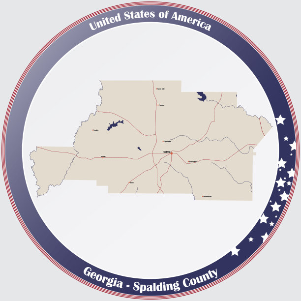 乔治亚州斯伯丁县地图图片下载