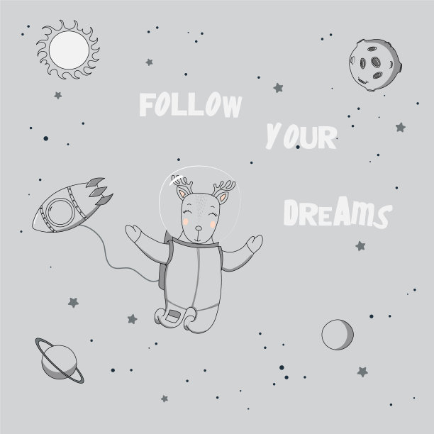 可爱的宇航员的海报图片下载