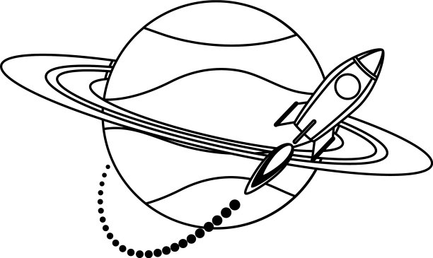 火箭启动发射器绕土星线飞行图片下载