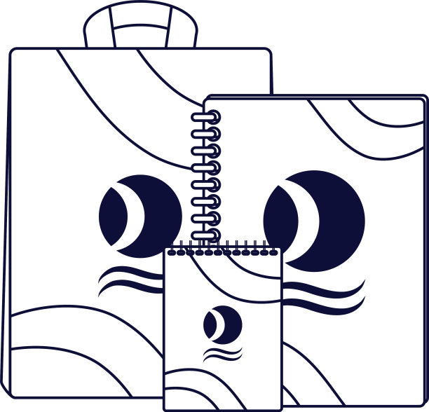 印有图标的笔记本和购物袋图片下载