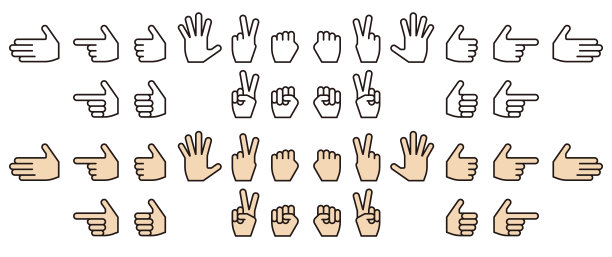 在白色背景下设置各种手部图标(线条类型) 在白色背景下设置各种手部图标(线条类型)图片下载