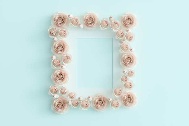 以绿松石为背景的玫瑰为框架，母亲节快乐。图片下载