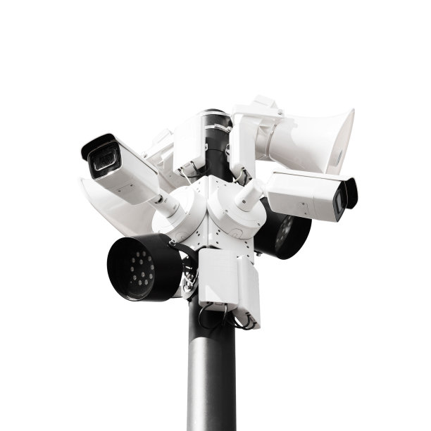 闭路电视摄像头，灯光和扩音器都被隔离图片下载