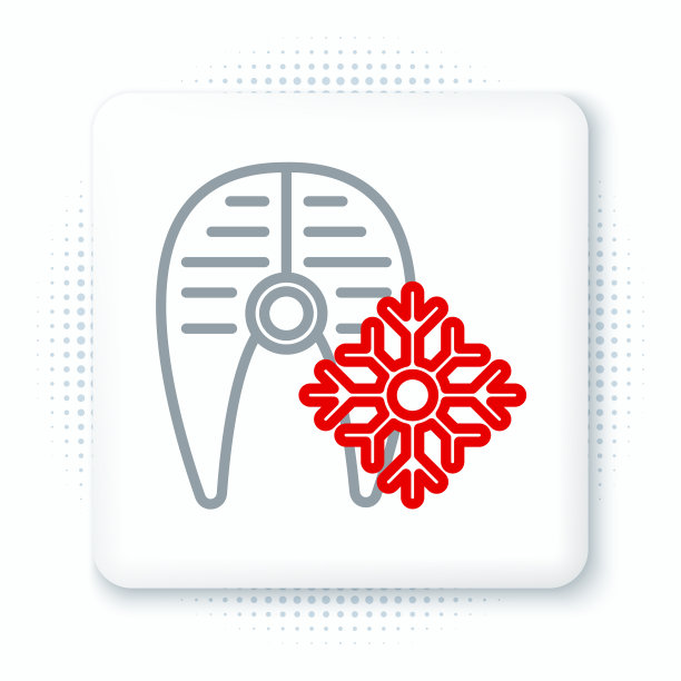 线新鲜冷冻鱼排图标孤立上图片下载