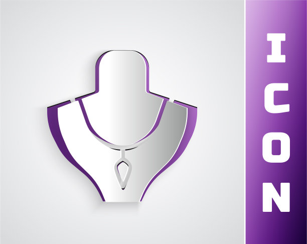 剪纸项链对人体模型图标孤立上图片下载