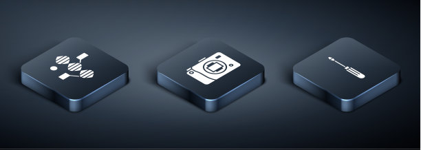 设置等距DNA符号螺丝刀和图片下载