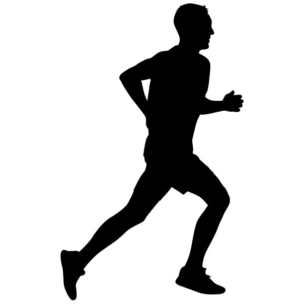 黑色剪影运动员在白色背景下冲刺图片下载