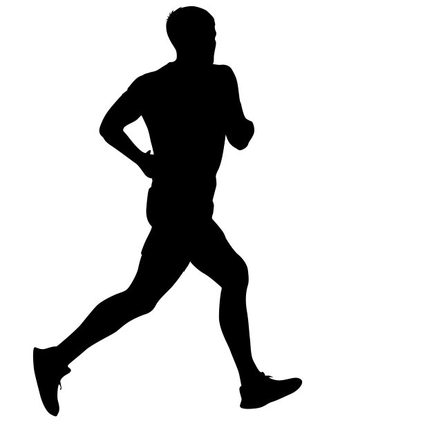 黑色剪影运动员在白色背景下冲刺图片下载