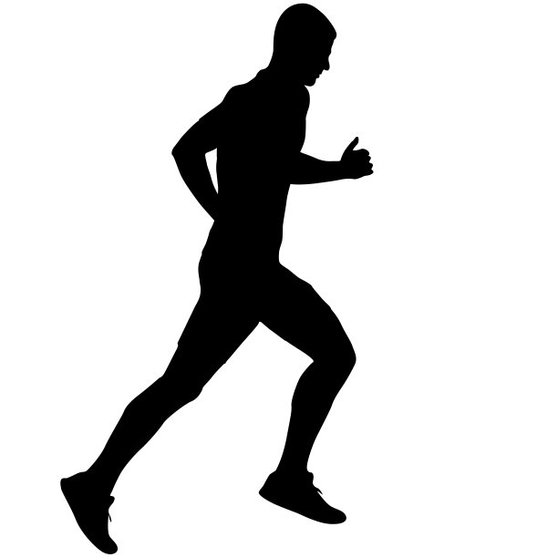 黑色剪影运动员在白色背景下冲刺图片下载