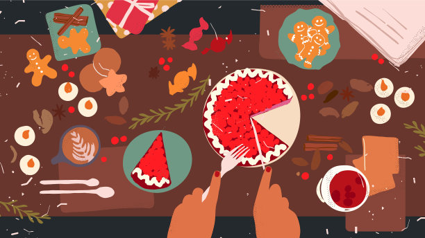 妇女们用手切自制蛋糕图片下载