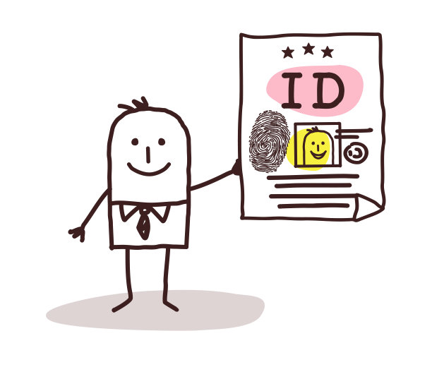 卡通微笑男子出示有效身份证图片下载