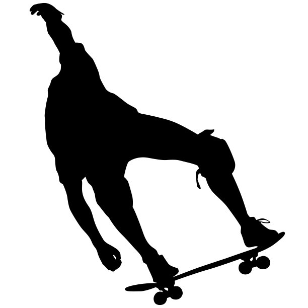 一名滑板运动员跳跃时的黑色剪影图片下载