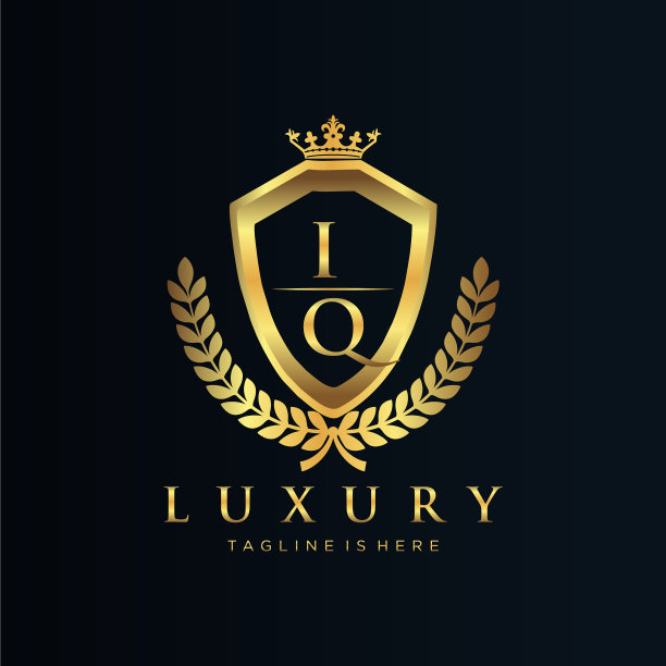 IQ字母首字母用皇家豪华标志模板图片下载