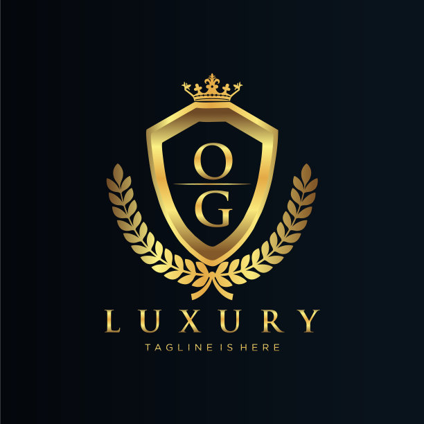 Og字母首字母与皇家豪华标志模板图片下载